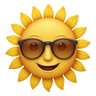 summer-themed emoji of a sun with sunglasses sticker