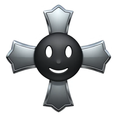 Black star, chrome cross sticker