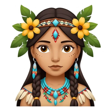 Native American girl with beautiful flowers sticker