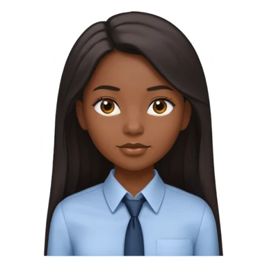 black girl working in collared formal shirt and long sleek hair sticker