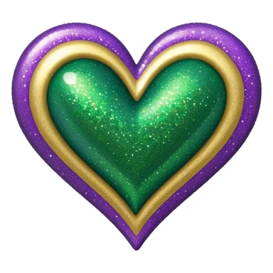 Gold, purple and green glitter heart  sticker