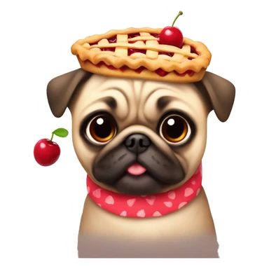 Fun Pug dressed in cherry pie costume sticker