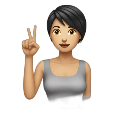 white-women-black-short-hair-raising-middle-finger sticker