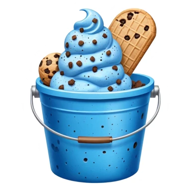 Blue ice cream speckled with cookie crumbles in a bucket sticker