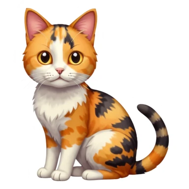 full body anxious looking colourful patchy light calico tabby cat sticker