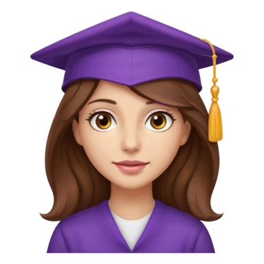 beautiful  woman normal skin with more wavy longuer brown hair and hazel eyes with purple school hat sticker