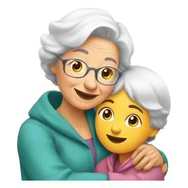 Grandma huggings with a girl sticker