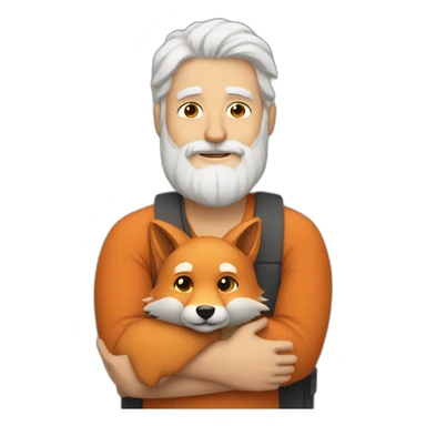 White bearded man hugging a fox sticker