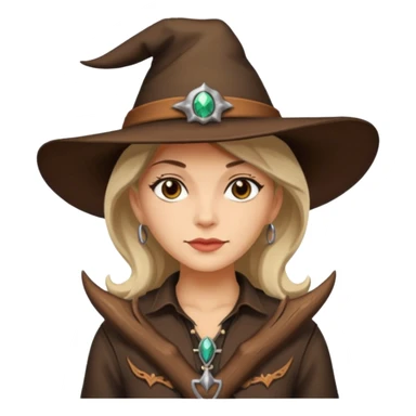 Witch wearing a cowgirl hat sticker