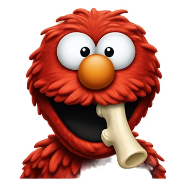 Elmo with a bone in his mouth sticker