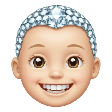 a smiling baby with teeth made of diamonds sticker
