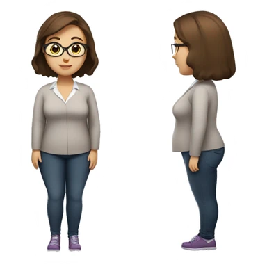 an overweight female teacher 679 pounds, with a young face, gigantic cheeks and brown hair sticker