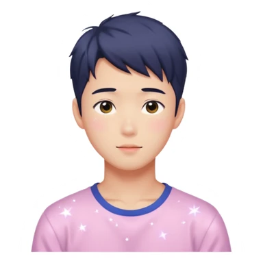 Gorgeous bright sparkly romantic Asian anime pastel guy with blushing face aesthetic trending style outside sticker