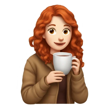 Cozy redhead drinking hot chocolate sticker