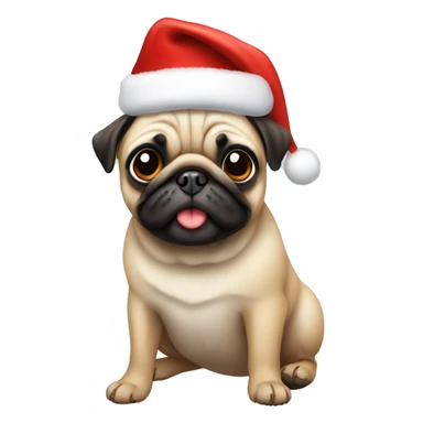 Pug wearing christmas hat sticker