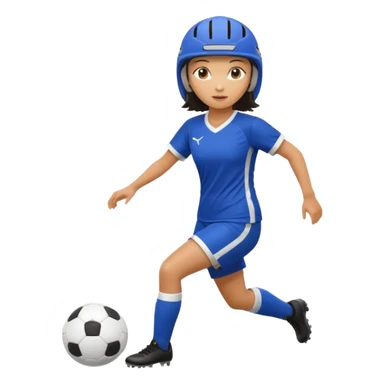 Asian woman with helmet playing soccer sticker
