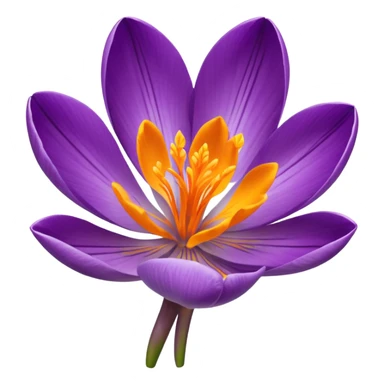 saffron crocus flower, detailed petals, vibrant purple, yellow-orange stigma sticker