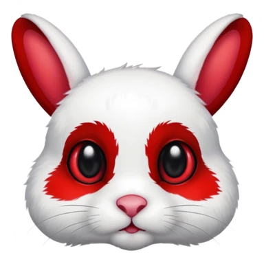 White Bunny with big black eyes and crimson-red splotch markings, red marking around 1 eye  sticker