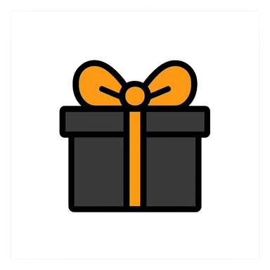 black present box with a bright orange bow, minimal, modern sticker
