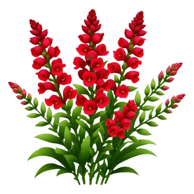 big bouquet red Snapdragon, luxuriant, leaf, bud sticker