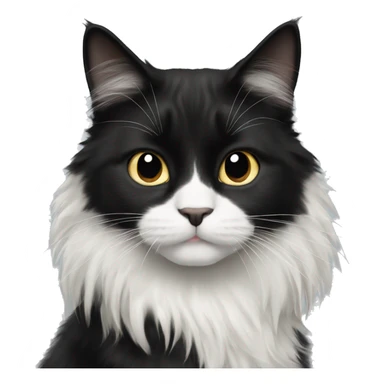 black and white cat long haired sticker