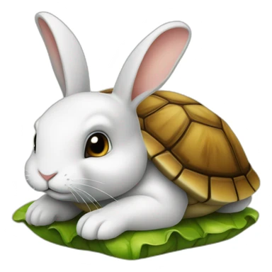 Un lapin sur une tortue  sticker