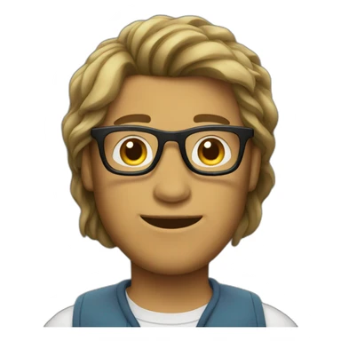 guy with glasses and curtain hairstyle sticker