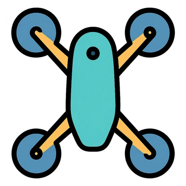 drone, top-down view, color icon style, streamlined, tech-inspired, minimal color palette sticker