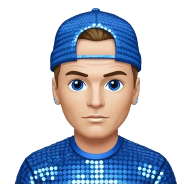 Vanilla Ice with dark blonde hair, blue sequin outfit sticker