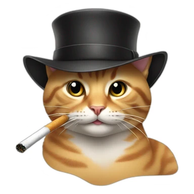cat with a hat and a cigarette holder sticker