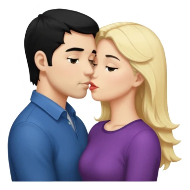 couple kissing black hair man blonde woman sticker