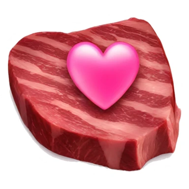 steak with a pink heart sticker