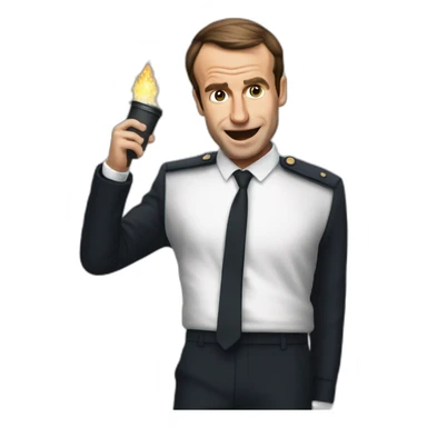 macron qui fait  un dab sur un poubelle en feu sticker