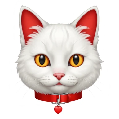 white cat with red necklaced sticker