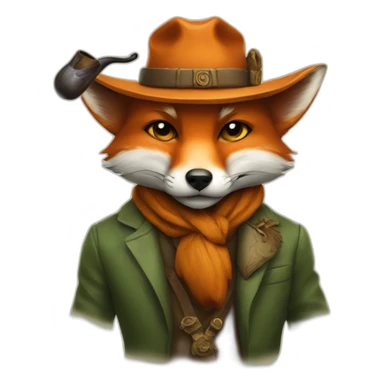 Kettari fox chiffa with hat smoking pipe sticker