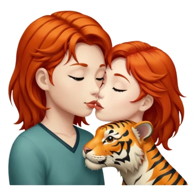 Redhead and Asian tiger kissing sticker