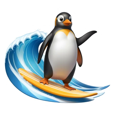 penguin big z from surf's up, big wave surfing sticker
