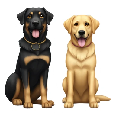 One Black Alsatian and one golden Labrador standing next to each other  sticker