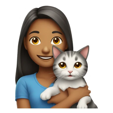 smiling girl with cat indoors sticker
