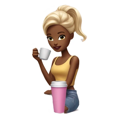 tired barbie with laptop drinking a lot of coffee sticker