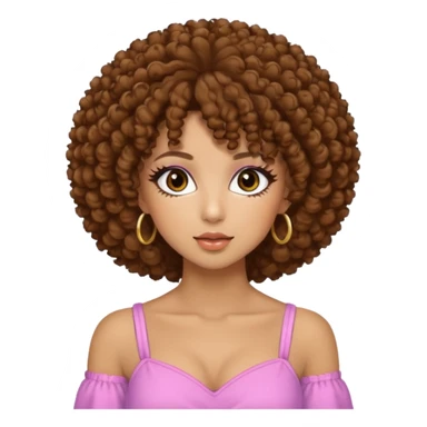 Naturally tan skin girl short brown curly afro hrown eyes gyaru sticker