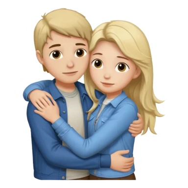 Couple hugging each other but the boy has mustang sticker