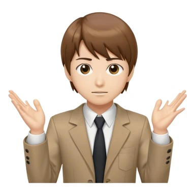 Light Yagami from Death Note, brown hair, school uniform, animatedly explaining with both hands gesturing sticker