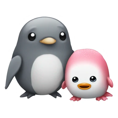 axolotl being friends with a penguin sticker
