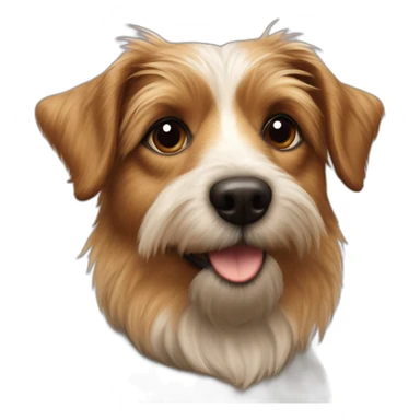 jack Russell cross apoloso cross Yorkshire terrier - long hair light brown all over - fat dog sticker