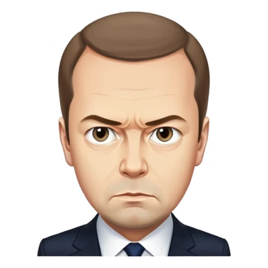 Dmitry Medvedev with a stern face sticker