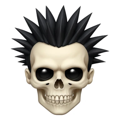 spikey black mohawk hair on a sharp looking skull sticker
