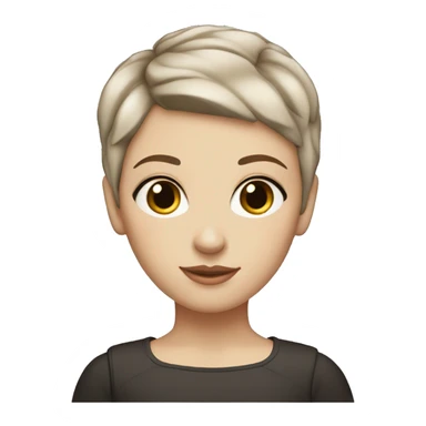 white girl with medium-length pixie cut brown hair, blue eyes, and eyeliner. sticker