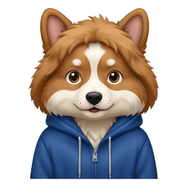 Dog wearing a dark blue hoodie sticker
