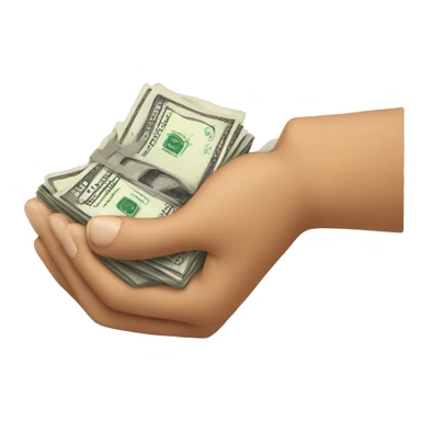 Hand giving a stack of cash sticker